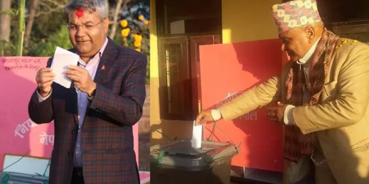 गोकुल बाँस्कोटा र शिव हुमागाईँले गरे मतदान