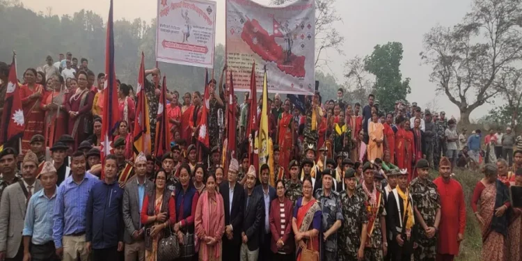 गोरखा-जितगढी पदयात्रा तनहुँको केलादीघाटबाट पाल्पा प्रवेश