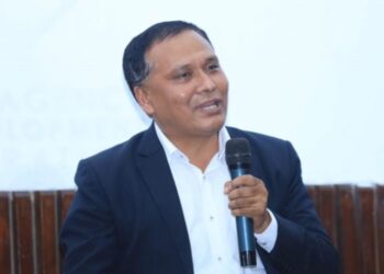 बिधुत प्राधिकरणका कार्यकारी निर्देशक  कुलमान घिसिङले पत्रकार सम्मेलन गर्दै ।