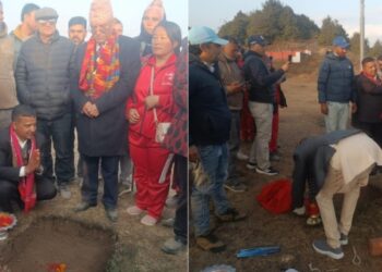 ओलीको जन्मघरनजिकै प्रचण्डले गरे जनयुद्ध स्मारकको शिलान्यास  ।