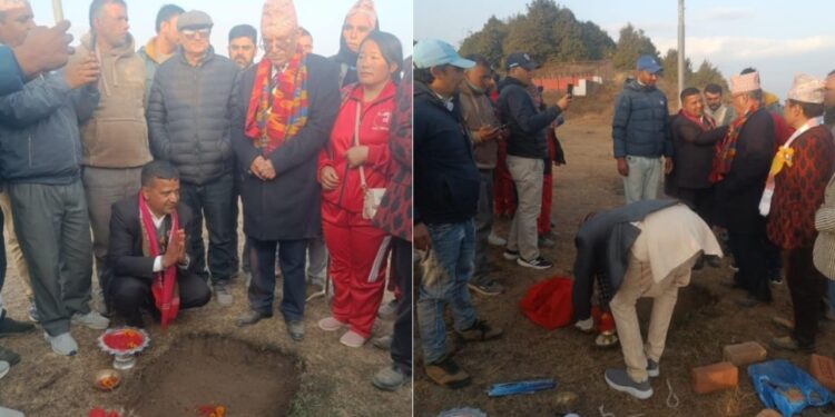 ओलीको जन्मघरनजिकै प्रचण्डले गरे जनयुद्ध स्मारकको शिलान्यास  ।